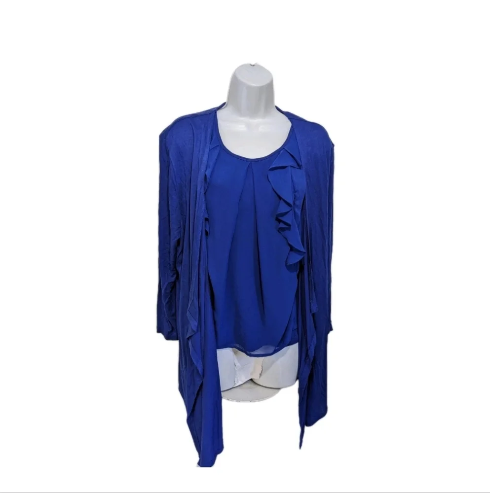 New York & Company Two Piece Matching Top Set XL Tank Blouse And Cardigan #2500